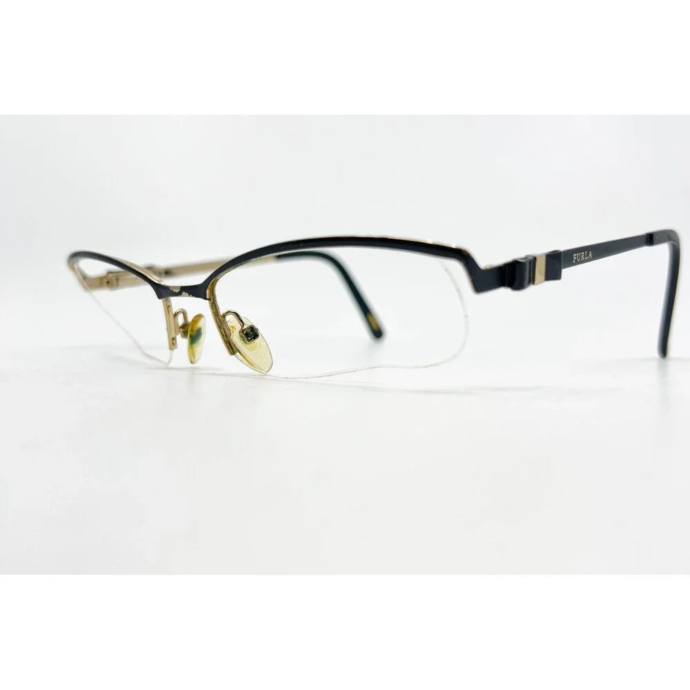 Furla Eyeglasses Womens Black Gold Semi Rimless Scilla VU4269J 135